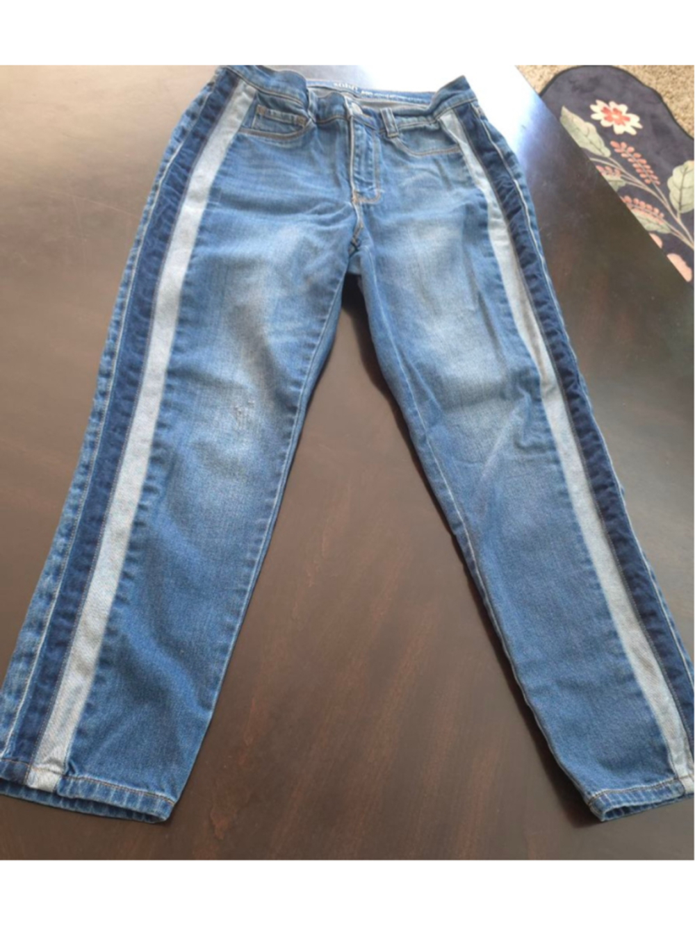 Womens Soho NY &Co Multi Shade Blue Straight Leg High Waist Girfriend Jeans Sz 2